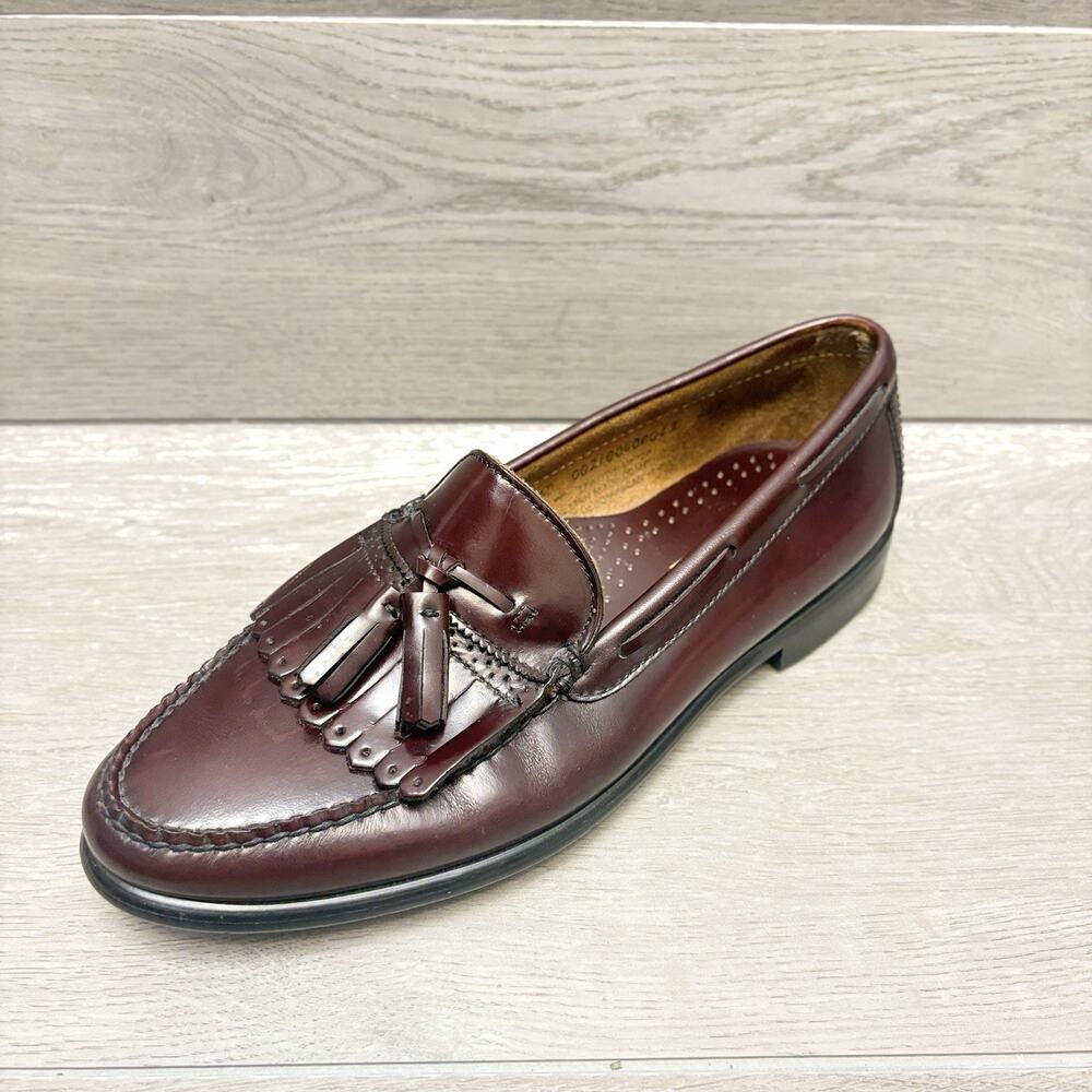 Bass Weejuns Loafers Layton Tassel Kiltie Burgundy Wine Leather Loafers  9.5D